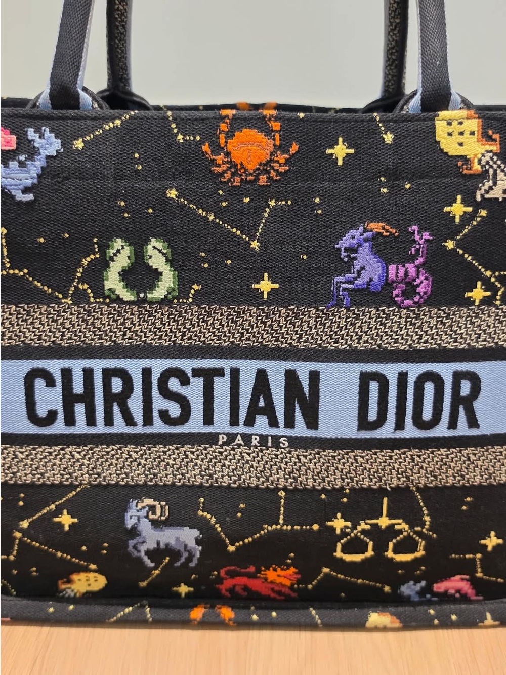 Dior Black Zodiac Embroidered Book Tote - Picture 3 of 12